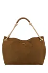 Prada Re-nylon Mariner Bucket Bag With Braided Handles In Brown