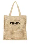 Prada Woven Open Weave Tote Bag With Dual Handles In Neutral