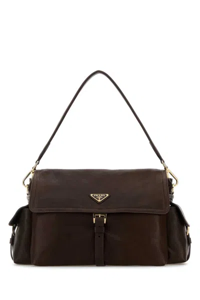 Prada Explore Nappa Leather Shoulder Handbag With Adjustable Strap In Brown
