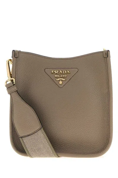 Prada Dove Grey Leather Crossbody Bag In Gray
