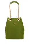 Prada Re-nylon Mariner Bucket Bag With Braided Handles In Green
