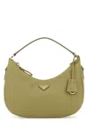 Prada Leather Handbag With Structured Shape And Strap In Green
