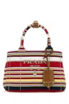 Prada Mini Handbag With Embroidered Design And Stripes In Animal Print