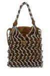 Prada Two-tone Mesh Shoulder Bag Dual Handles In Brown