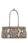 Prada Medium Bonnie Shoulder Handbag In Python Leather With Golden Metal Hardware In White