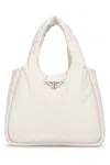 Prada White Soft Medium Tote Bag In Pink