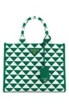 Prada Women Embroidered Fabric Small Symbole Shopping Bag In Printed