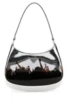 Prada Cleo Concert-print Metallic Leather Shoulder Bag In Silver