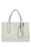 Prada Structured Leather Shoulder Bag In White