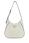 Prada White Leather Shoulder Bag In Gold