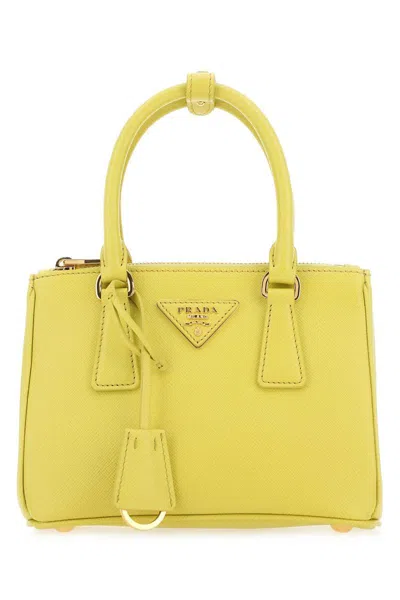 Prada Mini Galleria Saffiano Leather Bag In Gelb