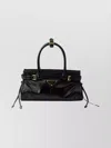Prada Handheld Clutch With Buckle And Drawstring In Black