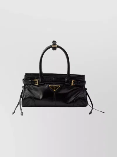 PRADA HANDHELD CLUTCH WITH BUCKLE AND DRAWSTRING