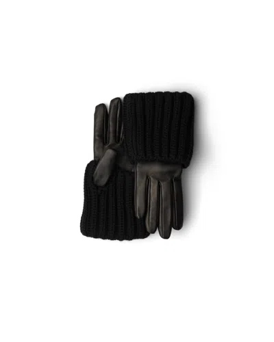 Prada Handschuhe Aus Nappa-leder Und Strick In Black