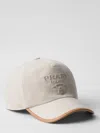 Prada Linen Blend Baseball Cap In White