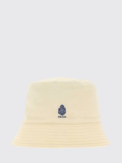 Prada Brown Logo Textured Bucket Hat In Neutral