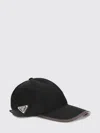 Prada Renylon Baseball Cap Curved Brim Design In Black