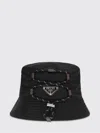 Prada Triangle Logo Drawstring Bucket Hat In Pink
