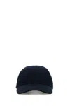 Prada Men Navy Blue Drill Baseball Cap In Blue