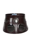 Prada Dark Brown Leather Hat In Brown