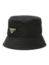 Prada Logo Velvet Bucket Hat In Black