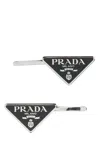 Prada Set Of 2 Logo Hair Clips In Black