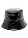 Prada Triangle-logo Patent-leather Bucket Hat In Black