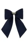 Prada Bow Hair Clip Gold-tone Hardware In Blue