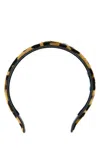 Prada Leather Hairband With Embroidered Floral Motif In Multicolor