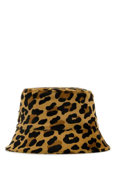 Prada Bucket Hat In Printed Calf Hair In Multicolor