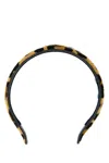 Prada Leather Hairband With Embroidered Floral Motif In Multicolor