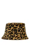 Prada Leopard Print Leather Bucket Hat In Multicolor