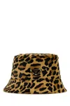 Prada Leopard Print Leather Bucket Hat In Multicolor