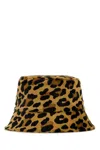 Prada Leopard Print Leather Bucket Hat In Multicolor