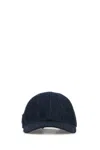 Prada Denim Cap Baseball Curved Brim In Black