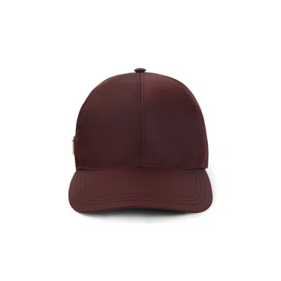 Prada Nylon Baseball Cap Panel Construction Visor Brim In Brown