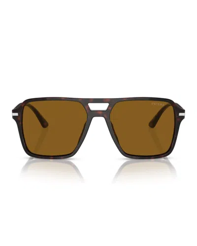 Prada Havana Patterned Angular Sunglasses With Brown Lenses
