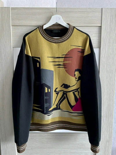 Pre-owned Prada Hawaiian Sunset Multi Cotton Sweatshirt Size L In Multicolor