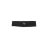 Prada Triangle Logo Nylon Headband In Black