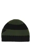 Prada Green Black Striped Beanie Hat