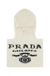 Prada Women's Ivory Cashmere Balaclava In White