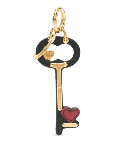 Prada Heart-motif Keyring In Black