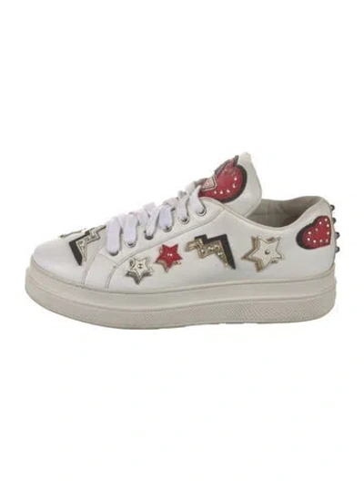 Pre-owned Prada Heart Patches Sneakers In White