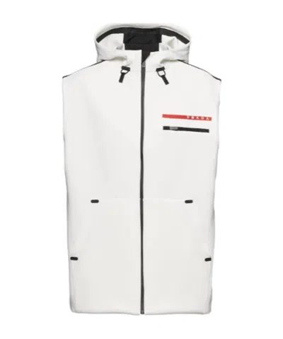 Prada Recycled Technical Jersey Hoodie With Heat-sealed Tape In White