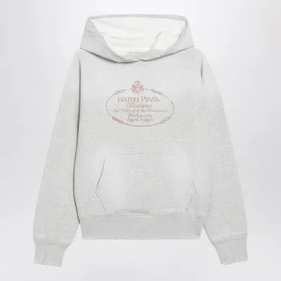 Prada Heathered Hooded Sweatshirt In White