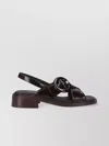 Prada Heel Buckle Glossy Open Toe Sandals In Pattern
