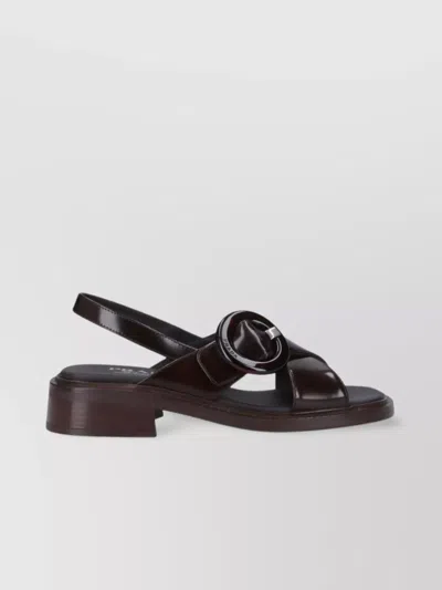 Prada Heel Buckle Glossy Open Toe Sandals