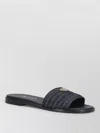 Prada Black Sandals With Woven Strap And Logo Accents In Black