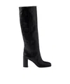 Prada Heeled Leather Boots In Black