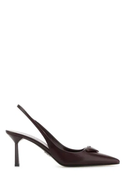Prada Pointed Toe Stiletto Heel Pumps In Brown